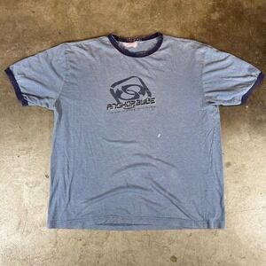 Vintage Anchor Blue Worldwide Division ringer T-shirt Mens Large